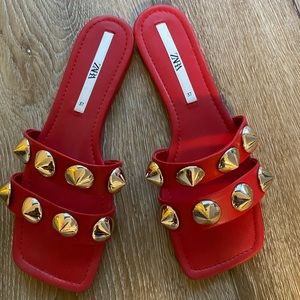 ZARA studded flat sandals